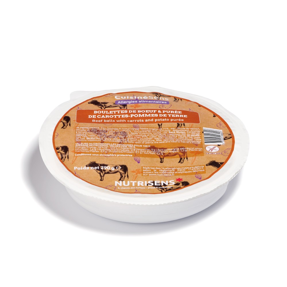 NUTRI Boulettes Boeuf,purée Carottes & PDT PS
